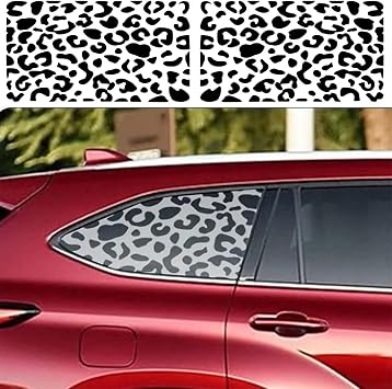2PCS Universal Rear Window Leopard Cheetah Decals Fit for Most Car SUV Trucks,Matte Black Leopard Cheetah Exterior Vinyl Stickers with Free Installation Tools.