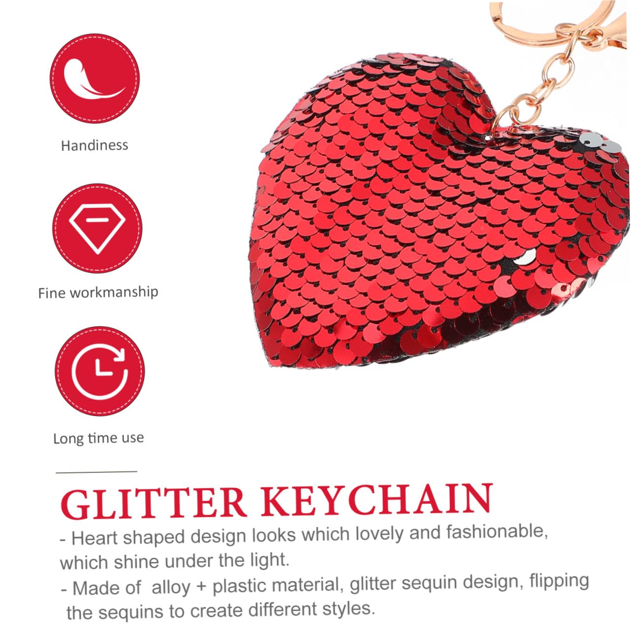 POPETPOP 24pezzi Portachiavi Paillettes Glitterate Per Portachiavi Decorativo Reversibile Per Chiavi Borse