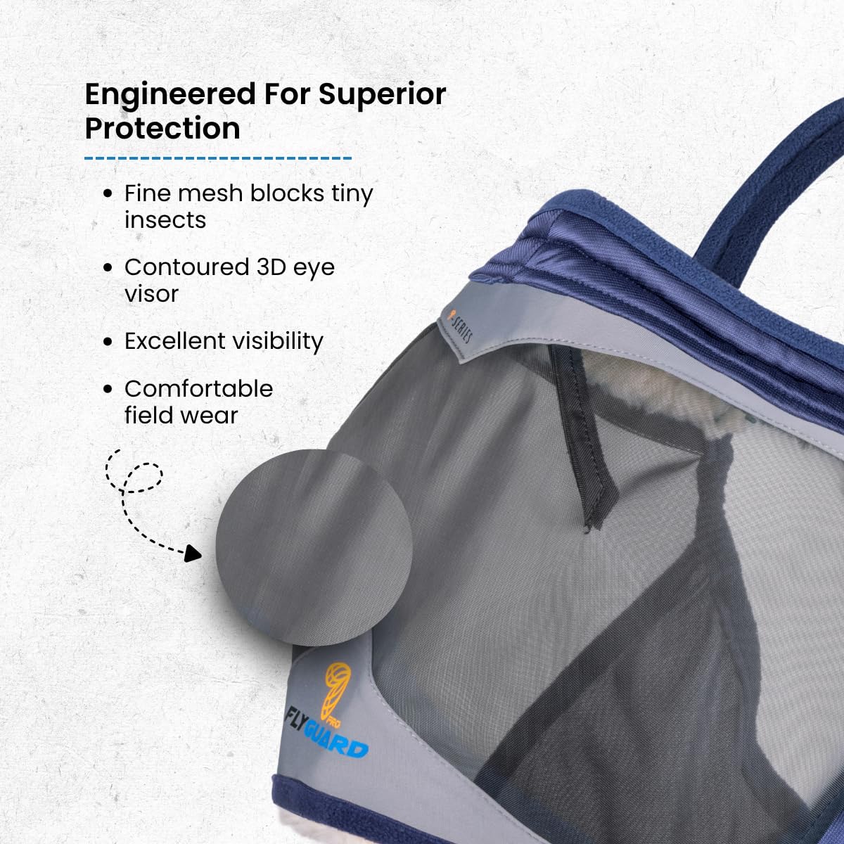 Shires FlyGuard Pro - Máscara de malla fina sin orejas, tamaño pony, poliéster ligero, protección contra moscas e insectos, malla fina transpirable para participación, pastoreo y uso estable, color