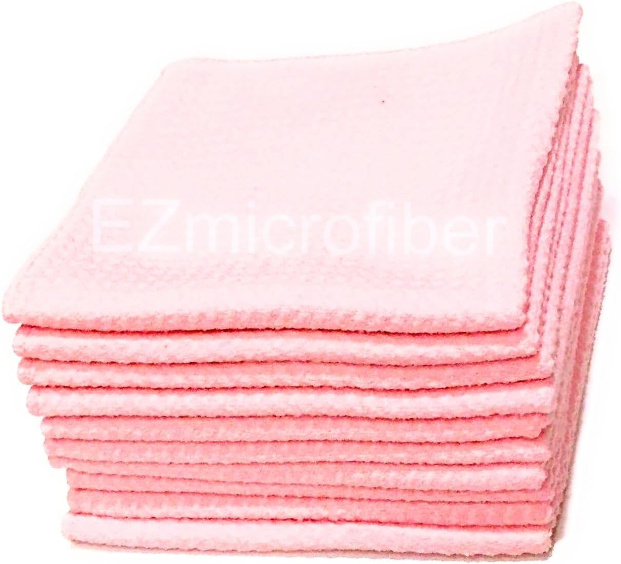 EZmicrofiber 12x12” MICROFIBER KITCHEN hand towel and dish cloth waffle pattern - set of 10 - PINK