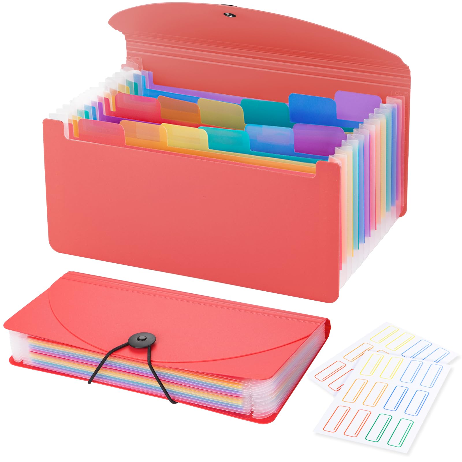 13 Pocket A6 Receipt Organizer, 2 Pack Small Accordion File Organizer, Coupon Organizer with Labels - Pink