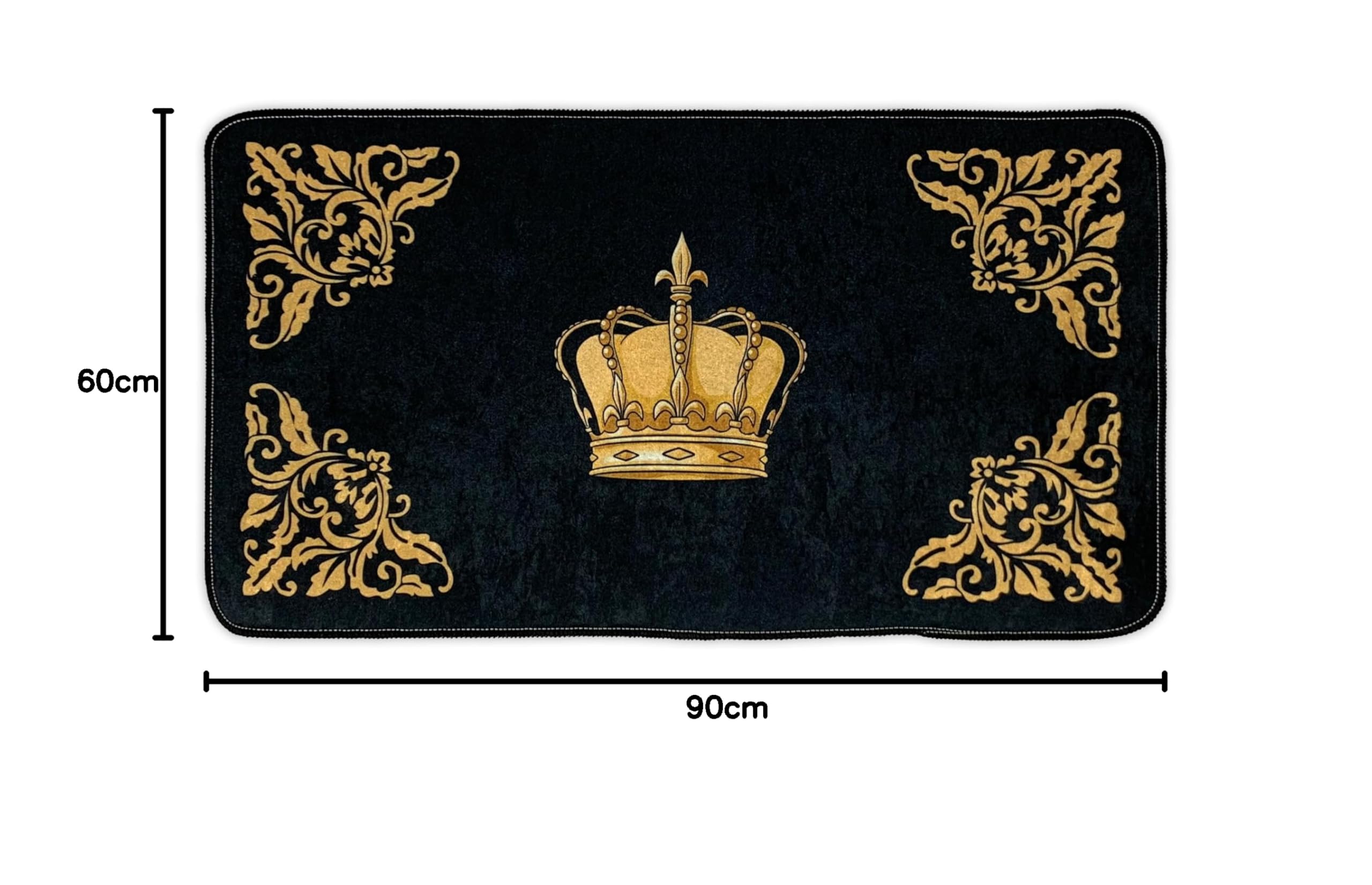 Badezimmerteppich Badematte Duschmatte Badvorleger Duschvorleger Fußmatte Krone Muster Set 2 teilig in schwarz Gold - rutschfest waschbar Fussbodenheizung geeignet flauschig - 2er SET, Design3: Krone