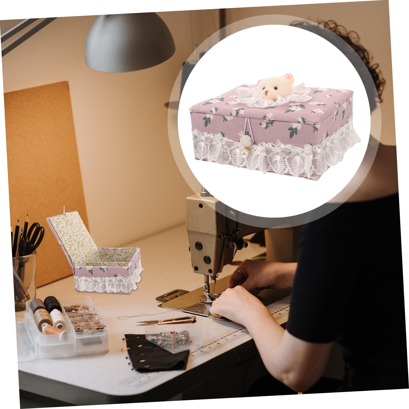 TEHAUX Sewing Kit Storage Box Sewing Case Lids Pin Needle Case for Crafts Thread Box Storage