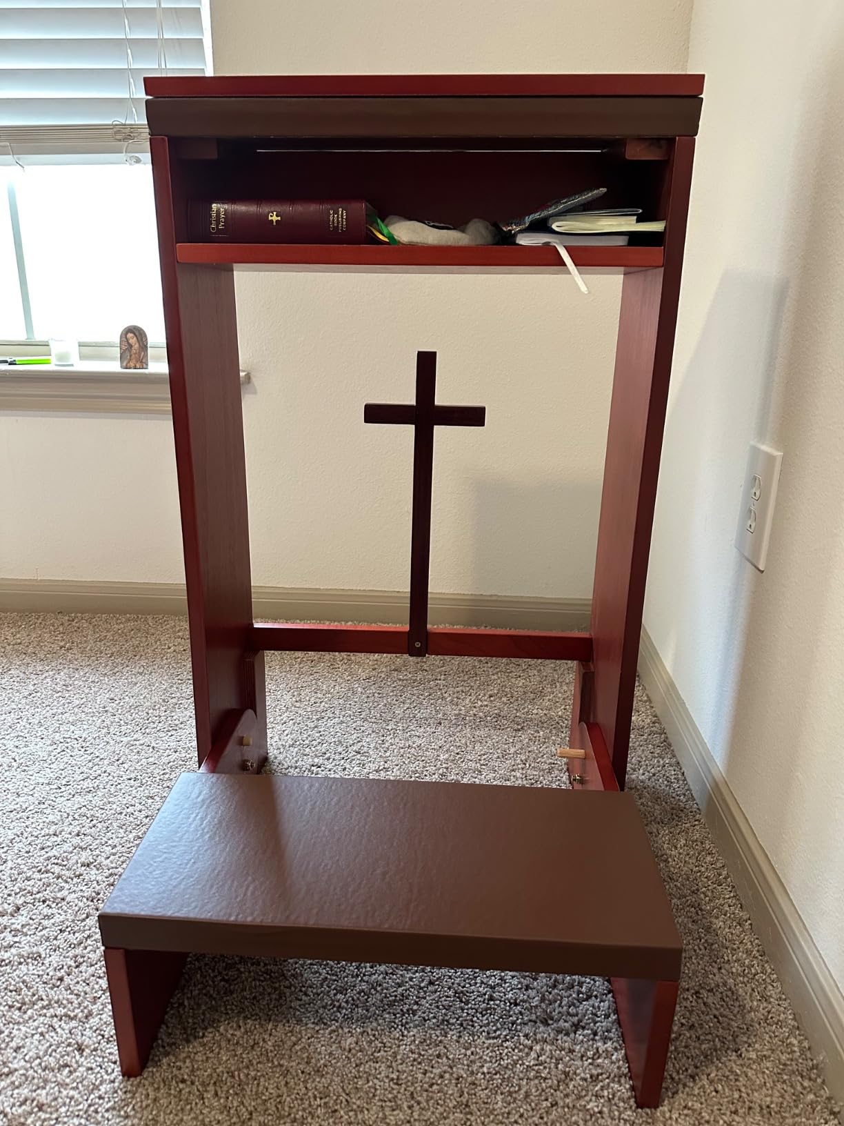 Volowoo Prayer Bench Stool,Solid Wood Prayer Kneeler with Bench and ...