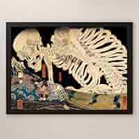 浮世絵パネル 相馬の古内裏　40×90㎝ 三枚続　歌川国芳 版画 絵画 名画 日本画 相馬の古内裏 歌川国芳 インテリア