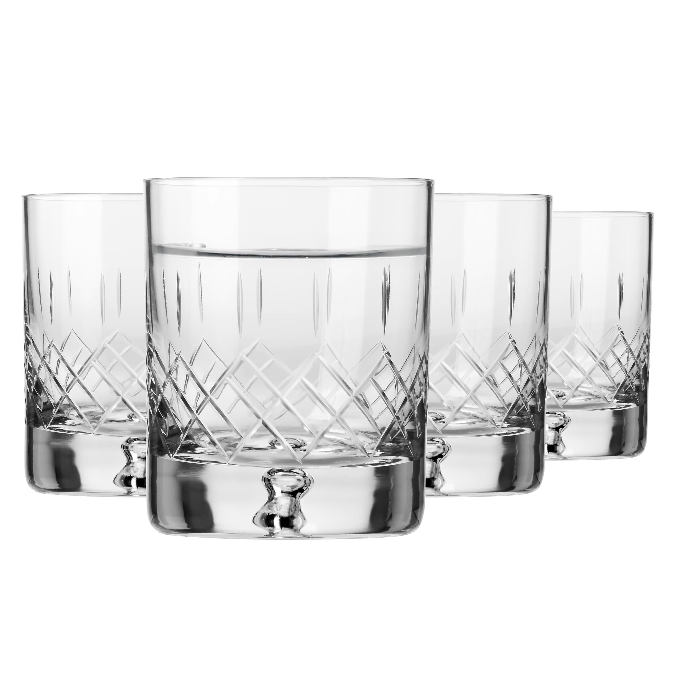 Krosno Whisky Glasses Set of 4 - Crystal Whiskey Tumblers for Bourbon and Scotch - 250 ml Handcrafted Cut Glass - Rocks Glasses in Gift Box - Saga Collection