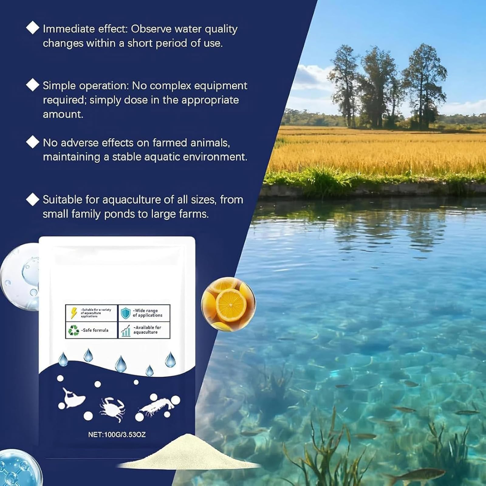 Aqua Guardian Pro Formula for Pond, 2026 Nouvelle Poudre de Soin Aquatique, Traitement de l'eau Facile à mélanger pour Poissons, crevettes et crabes, Transparente Longue durée (4pcs)