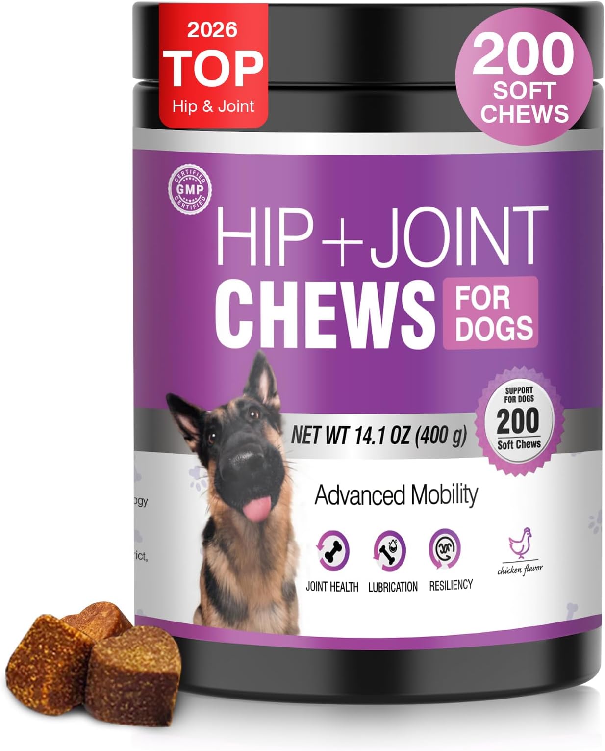 Glucosamine for Dogs 200pcs Joint Support Supplement Dog Hip and Joint Chondroitin Chews Treats with MSM Dog Joint Pain Relief Mobility Supplements Chicken Flavor Fit All Large Small Medium Breed