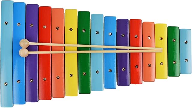 A-Star 15 Note Diatonic Colourful Rainbow Xylophone with Pair of Wooden Beaters