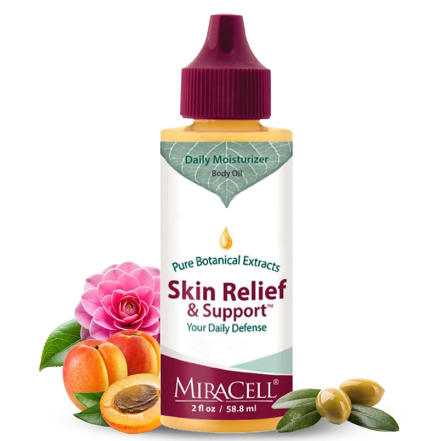 Miracell Skin Relief & Support Oil | Natural Moisturizer for Dry, Sensitive, or Irritated Skin | Soothes Cuts, Scrapes, Bug Bites, Sunburn, Chafing, Rough Hands, Cracked Cuticles & Windburn | 2 oz