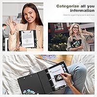 Vista 204 de Ospelelf Mini 3 Ring Binder, 2 Inch, Cute Pink Marble Binder for 5.5" x 8.5" with 5 Tab Dividers, File Folder Labels and Low Profile Clipboards