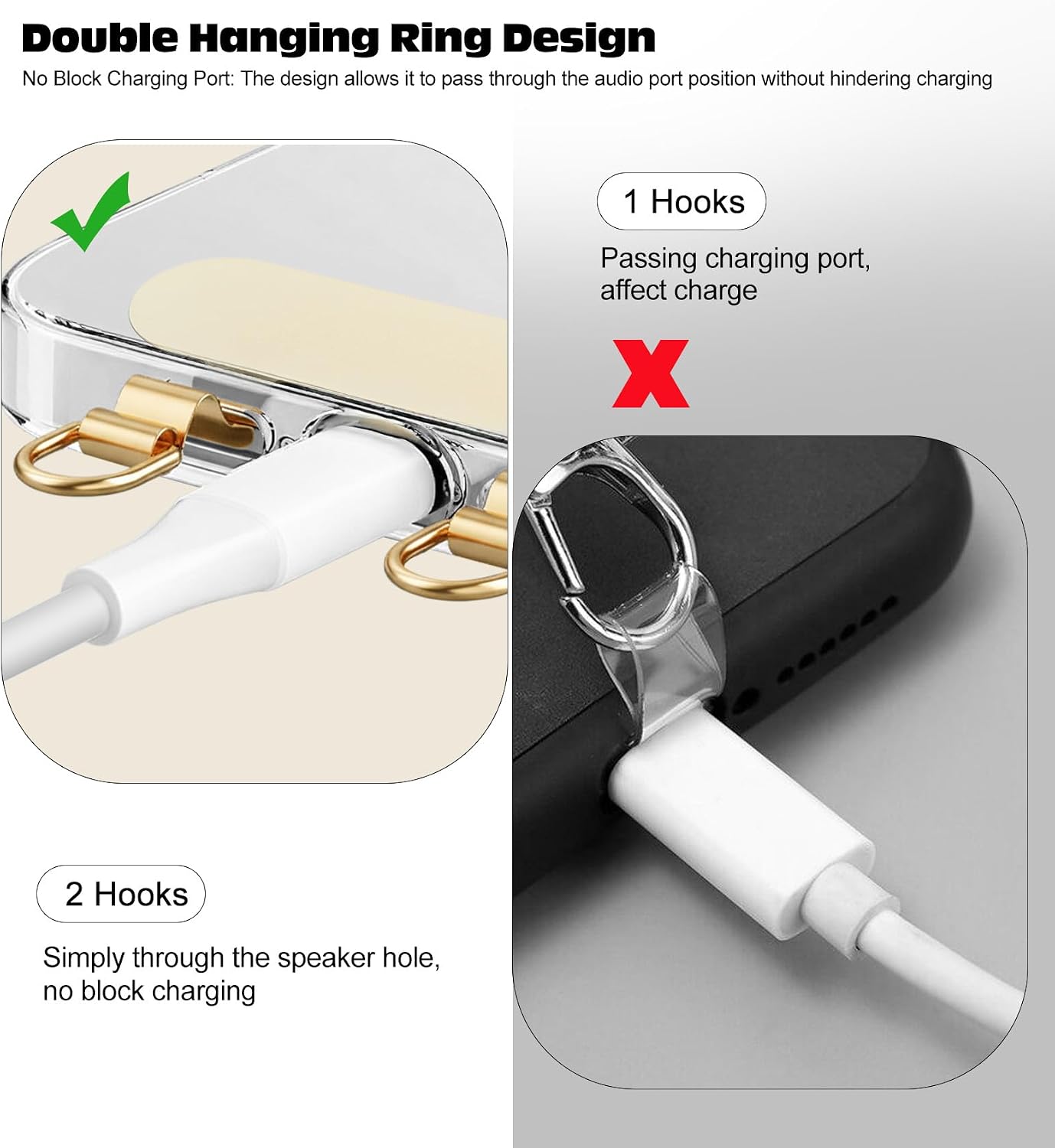 Bremorou 2 Pack Phone Lanyard Tab Ultra-Thin Metal Phone Tether Tab Double Buckle Cellphone Lanyard Patch Anti Scratch Film Bending Universal Phone Case Insert For Cell Phones Strap Charm Gold