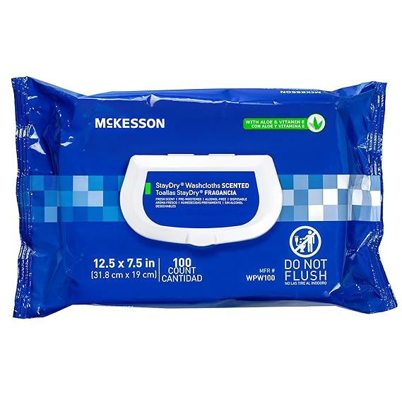 McKesson StayDry Disposable Wipes or Washcloths for Adults
