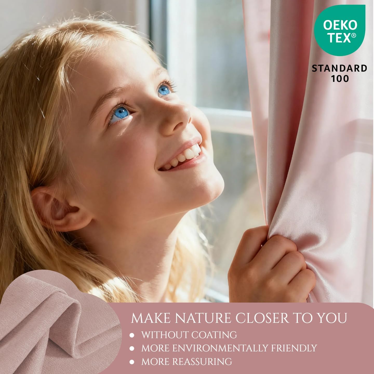 HOMEIDEAS 100% Chenille Blackout Girls Curtains for Bedroom Blush Pink Curtains 84 Inch Length 2 Panels for Living Room/Nursery Thermal Insulated Black Out Grommet Window Drapes, W52 x L84