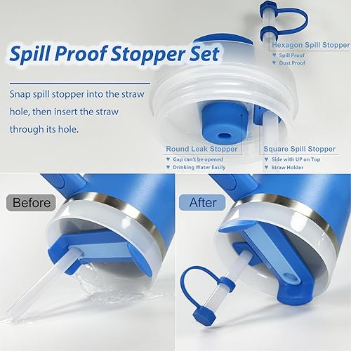 Miniatura 4 de El juego de accesorios para vasos incluye 6 tapones de silicona a prueba de derrames, 2 tapas de popote para popote de 0.354-0.394 in, 1 bota de