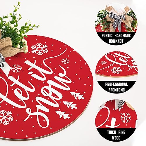 Miniatura 10 de Letrero de puerta de Feliz Navidad para decoración de casa de Navidad, corona al aire libre, granja, rústico, colgante para puerta delantera,