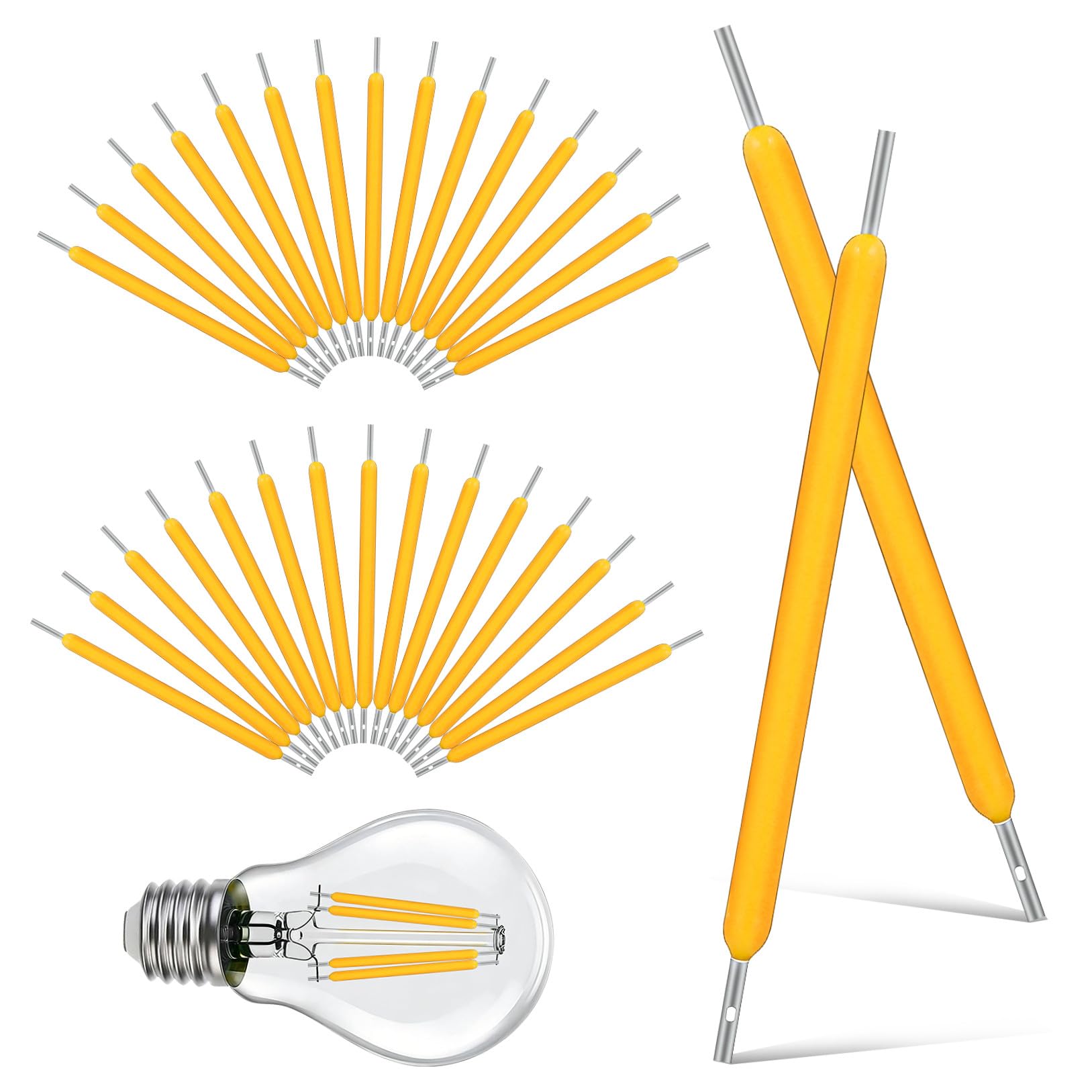 ABOOFAN 50pcs Hard Led Filament Lamp Parts for Light Bulb Fixture Replacement Filament for Repair
