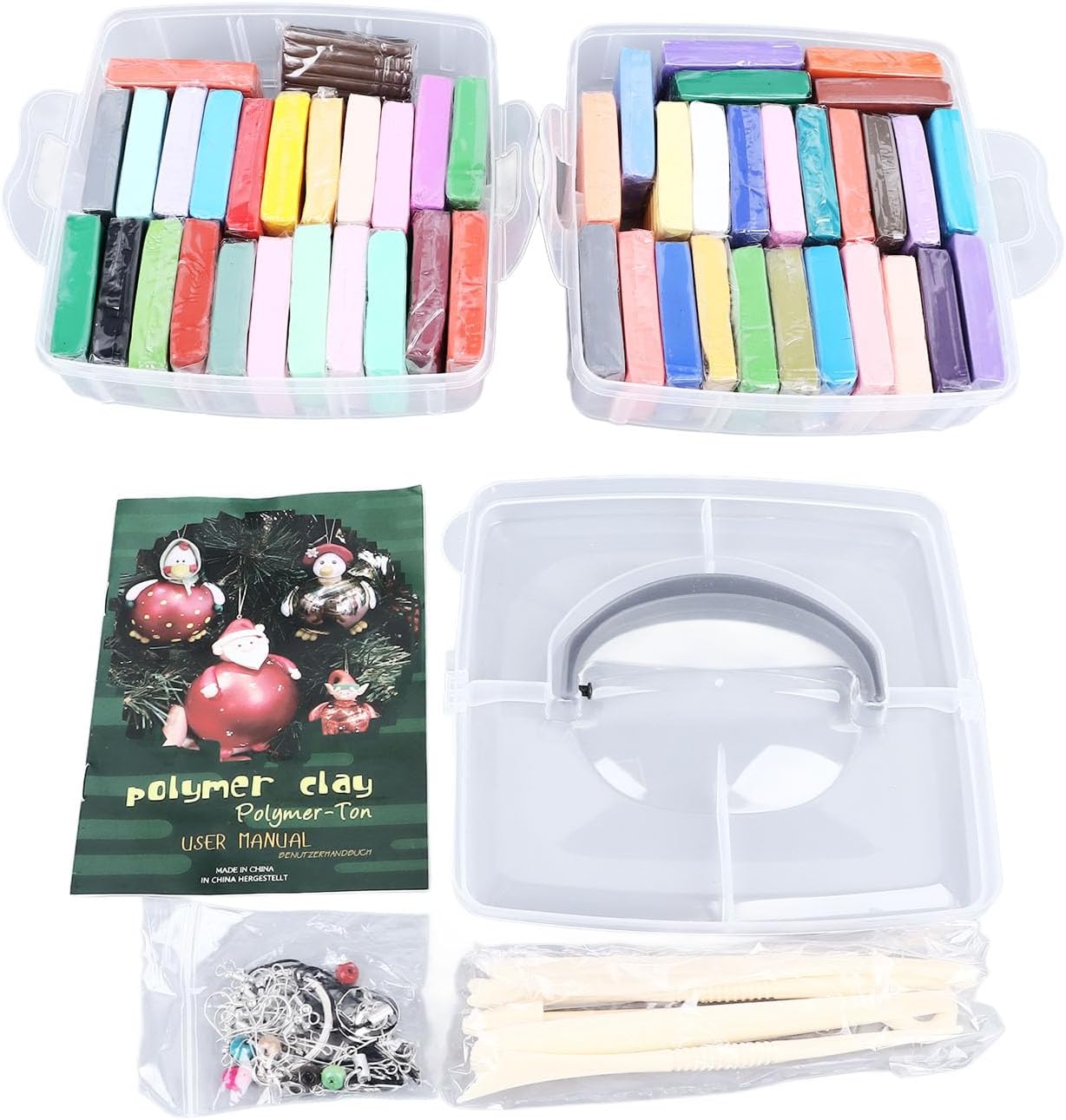 50 色のポリマークレイキット 非空気乾燥モデリング粘土 アートクラフト用ツール付き 安全でクリエイティブな DIY プロジェクトの