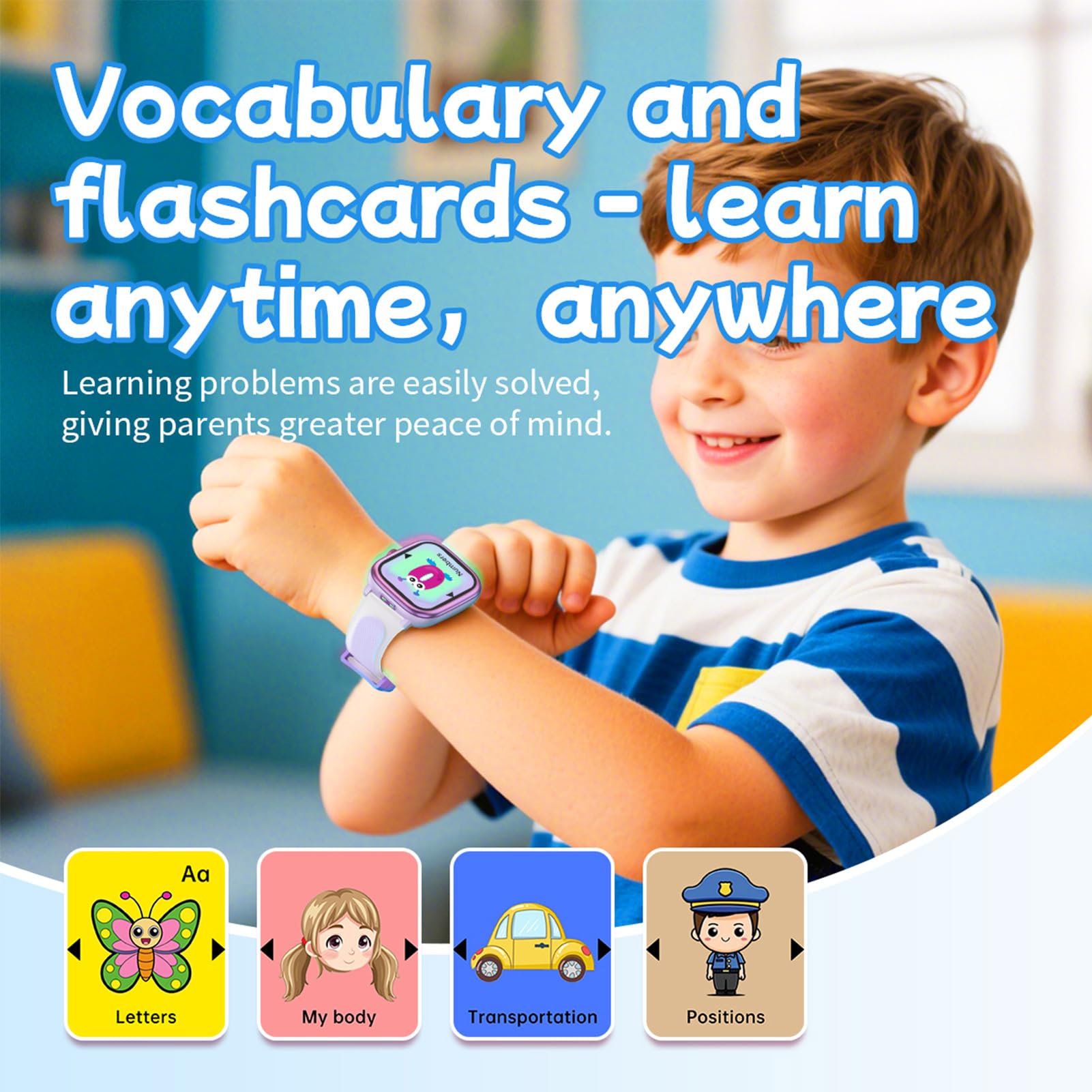 Dpofirs Orologio Intelligente per L'apprendimento per Bambini, Display da 1,83", 21 modalità Sport, Impermeabile IP68, con Torcia, Giochi, Libri di Fiabe e Lettore Musicale (PURPLE)