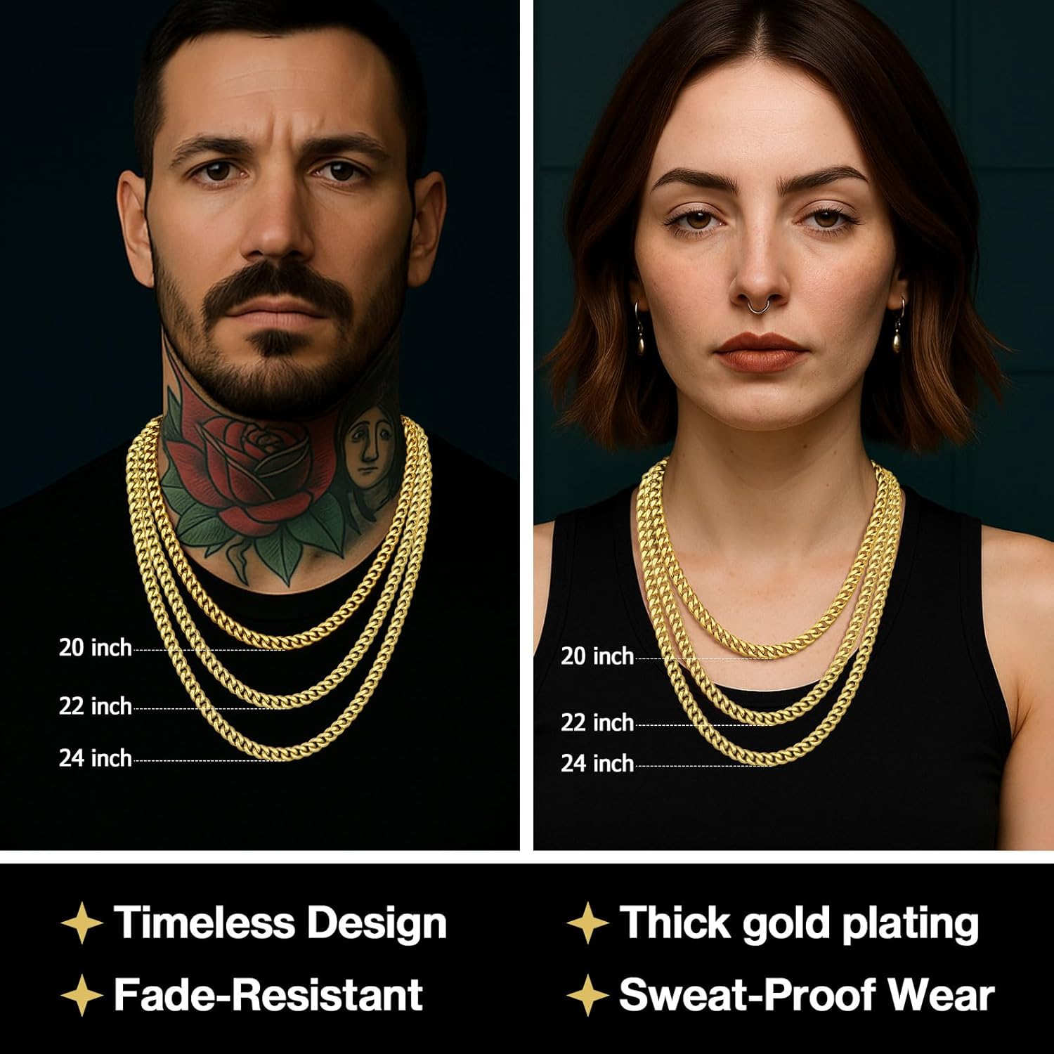 Mens Gold Chain 6mm Cuban Link Chain for Men 14K Gold Necklace Non-Tarnish Unisex 20-24 Inch - Image 6