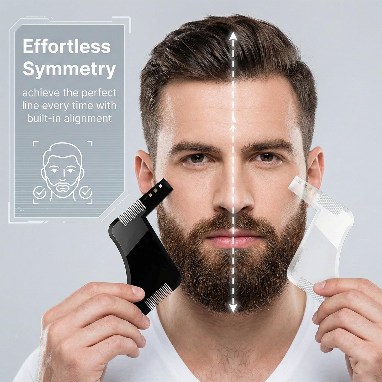 Pettine Barba,Set di 2 Pettine Barba Uomo,Spazzole per Barbas, Pettines per Modellare la Barbas, Pettines per Scolpire la Barbe Rifinita ey Curata