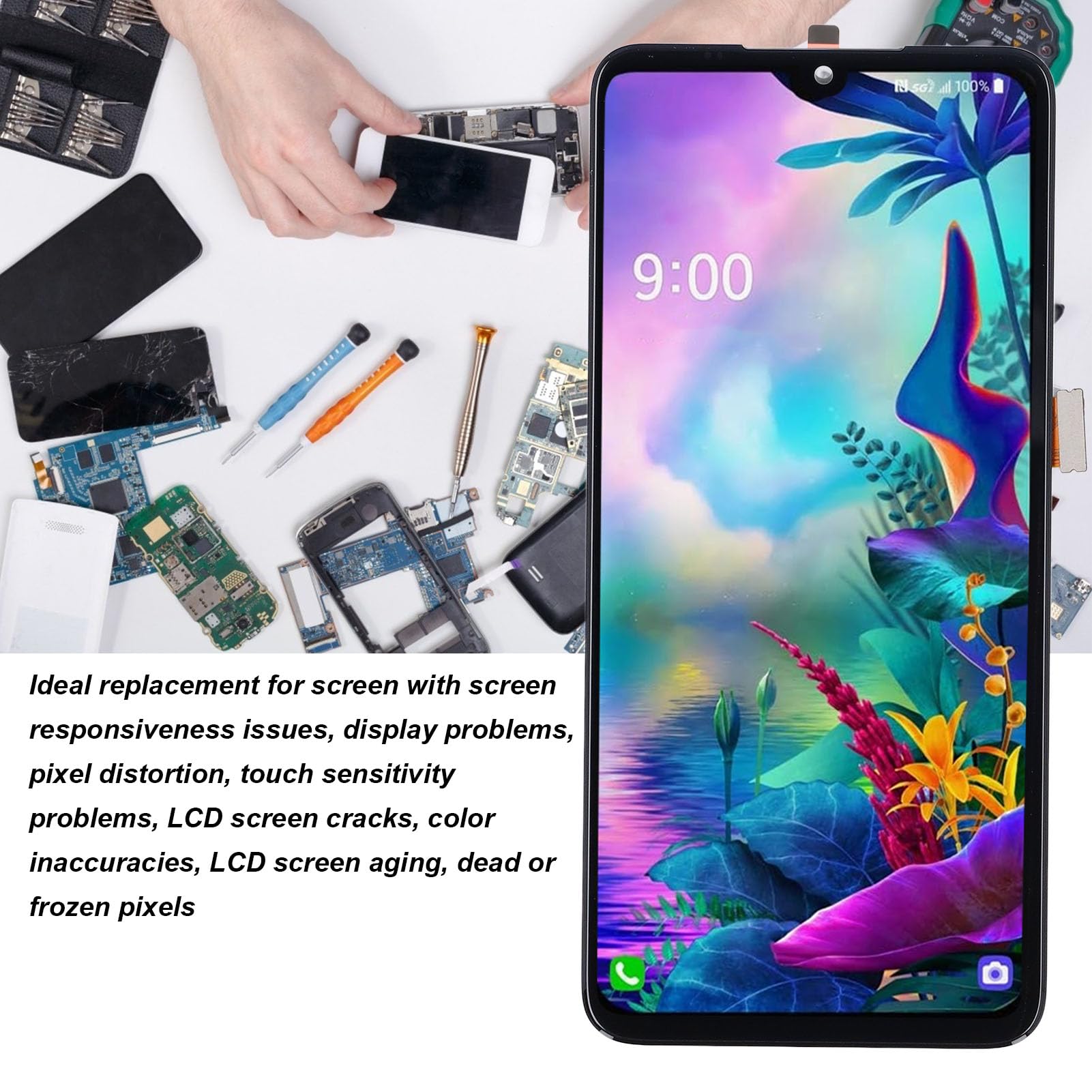 EIMSOAH Zespół Dotykowego Digitizera Wyświetlacza LCD Idealny Zamiennik dla G8X V50S 5G