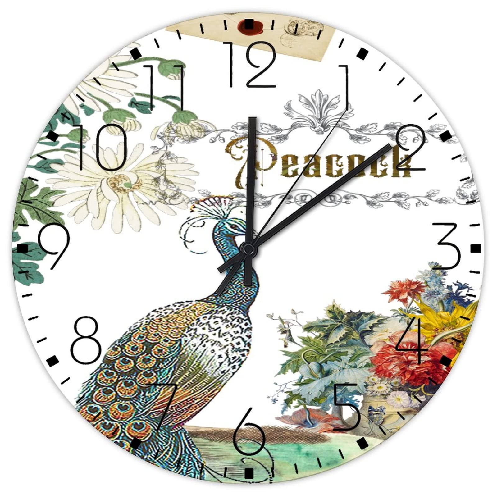 Horloge murale oiseaux en bois 30,5 cm pile analogique