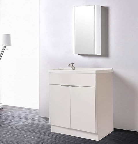 Miniatura 2 de Moderno Series - 36 de chapa blanca para baño, estilo puerta plana, 36 pulgadas de ancho x 21 pulgadas de profundidad x 34.5 pulgadas de alto