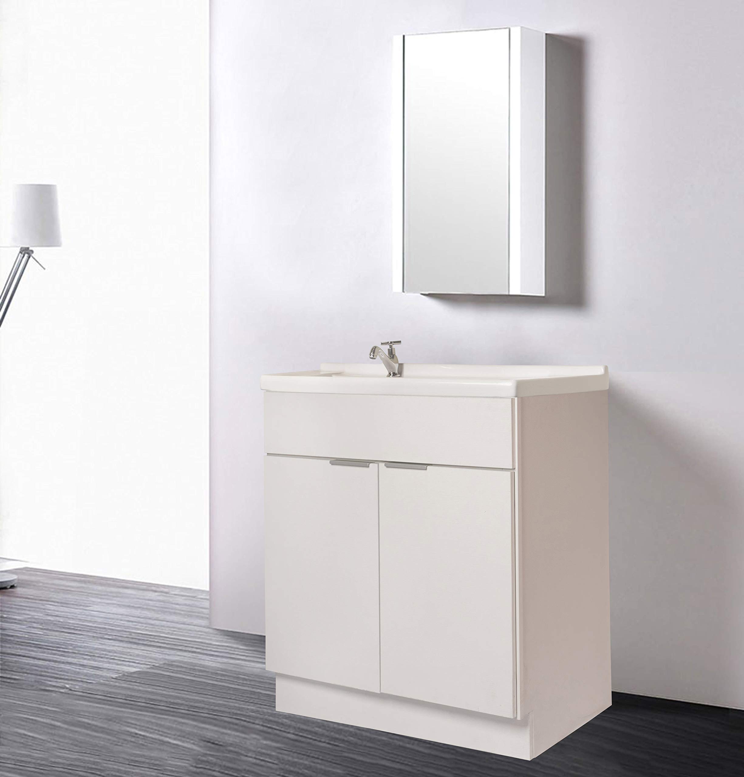 Buy 24" White Veneer Bathroom Vanity Flat Door Style RTA Base
