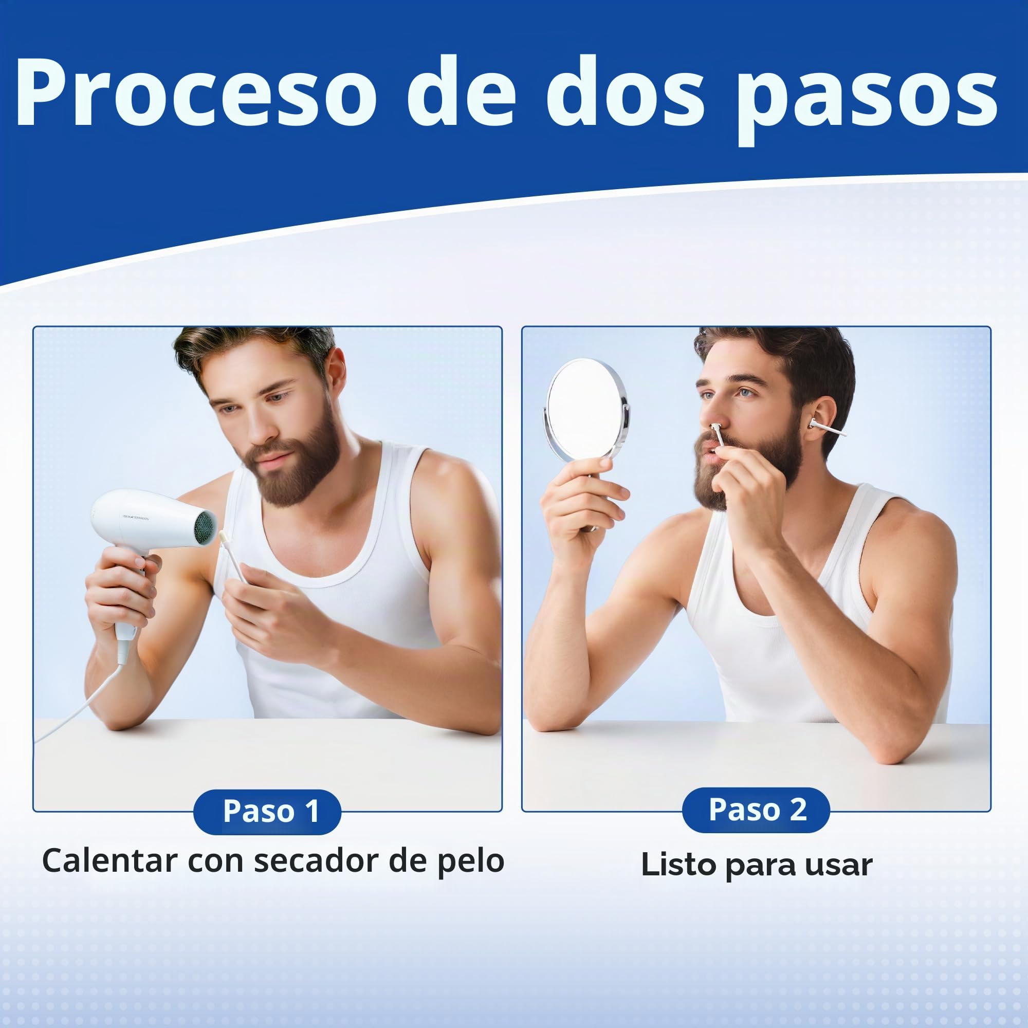 Kit de Cera para Depilación de Nariz y Orejas para Hombres y Mujeres, 16 Varillas Preenvasadas Indoloras con 2 Tamaños, Uso en Casa y Viaje, Rápido y Seguro Beauty7