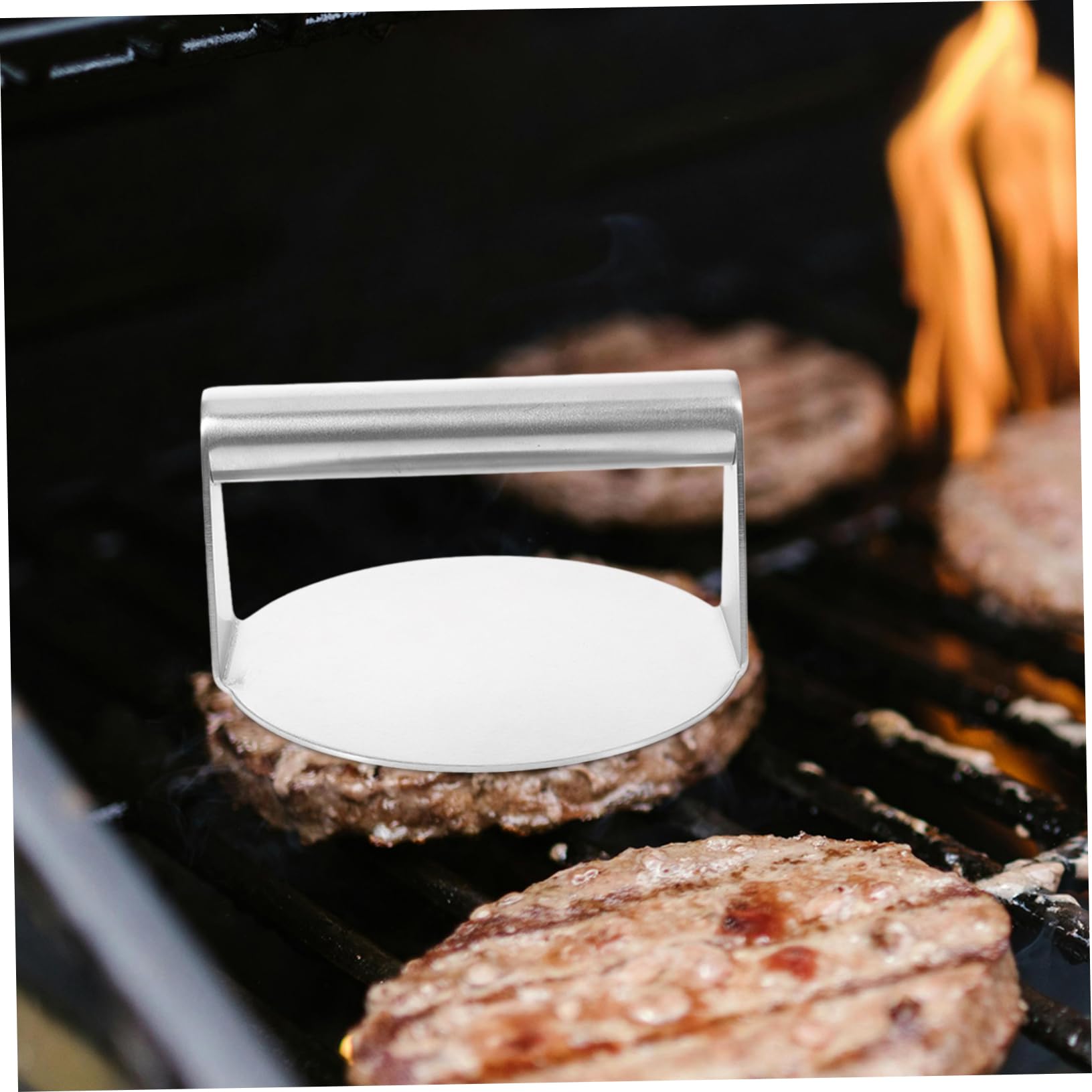POPETPOP Presse à Griller en Acier Inoxydable Ronde pour Gril Plat avec Cloche à Fromage, Accessoires Polyvalents pour Barbecue Extérieur et Cuisson Facile