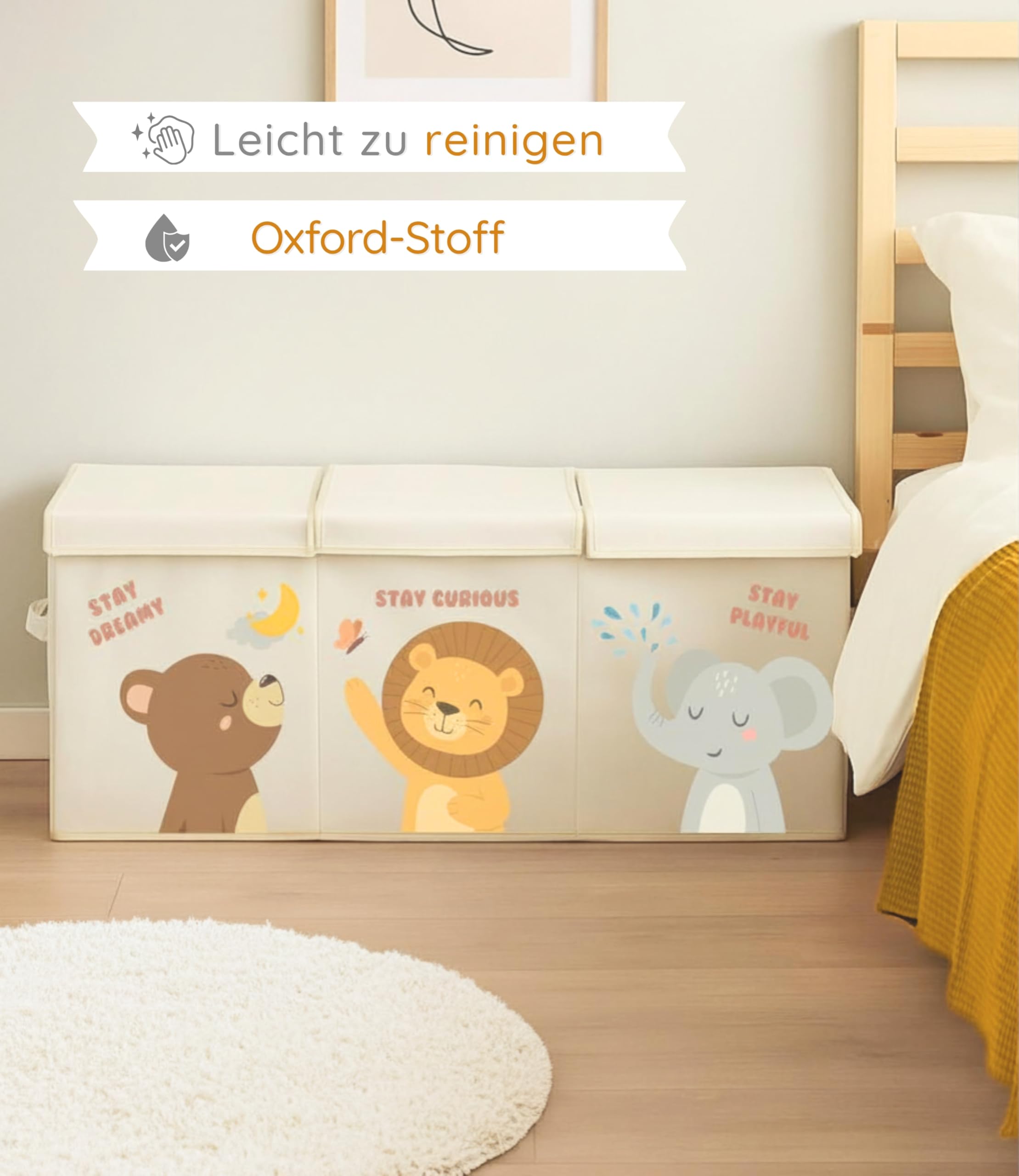 Spielzeugkiste XL, Aufbewahrungsbox Spielzeug mit Deckel - Playful