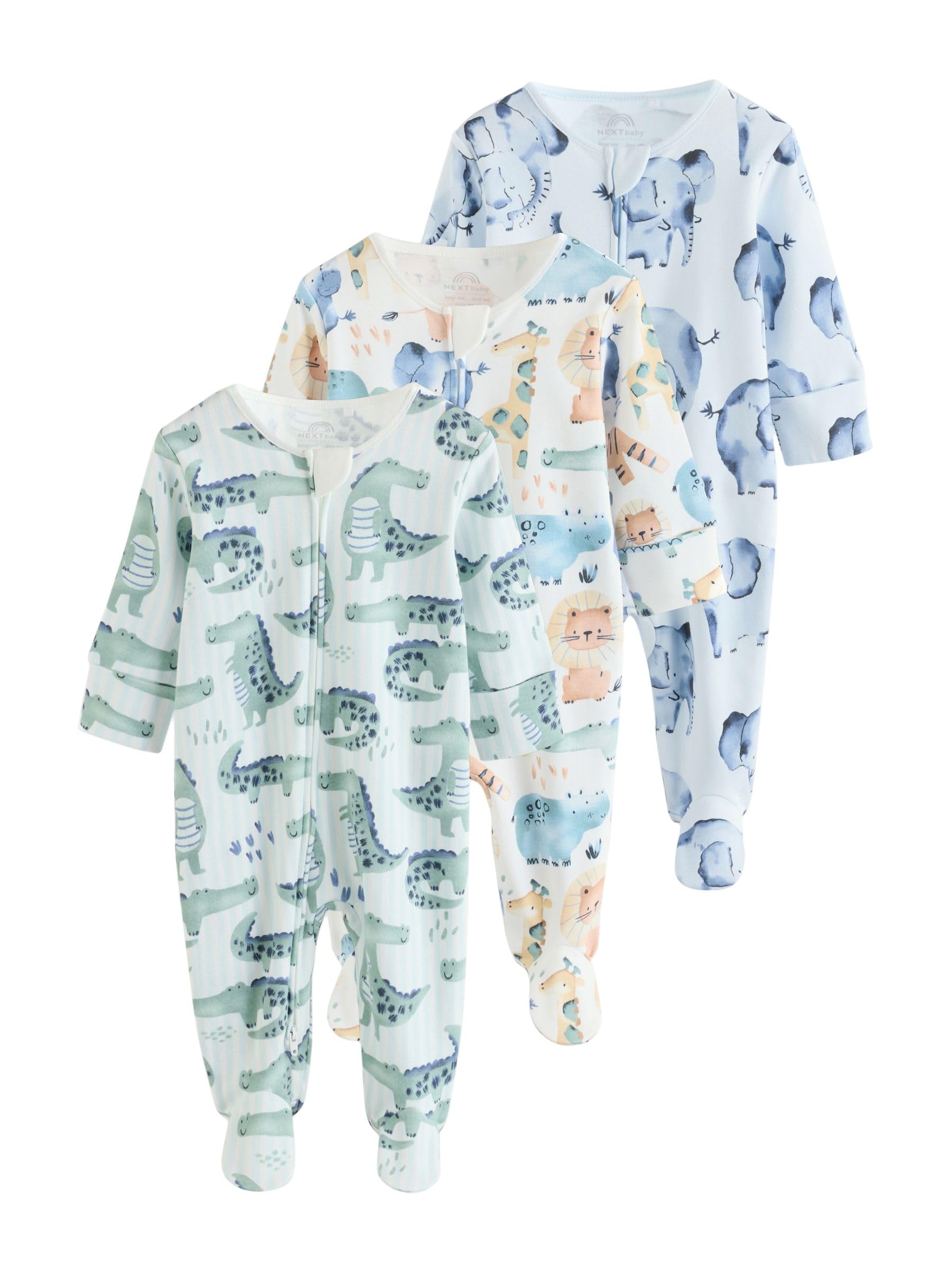 NEXT Bambini Confezione da 3 Tutine Bebè con Zip bidirezionale
