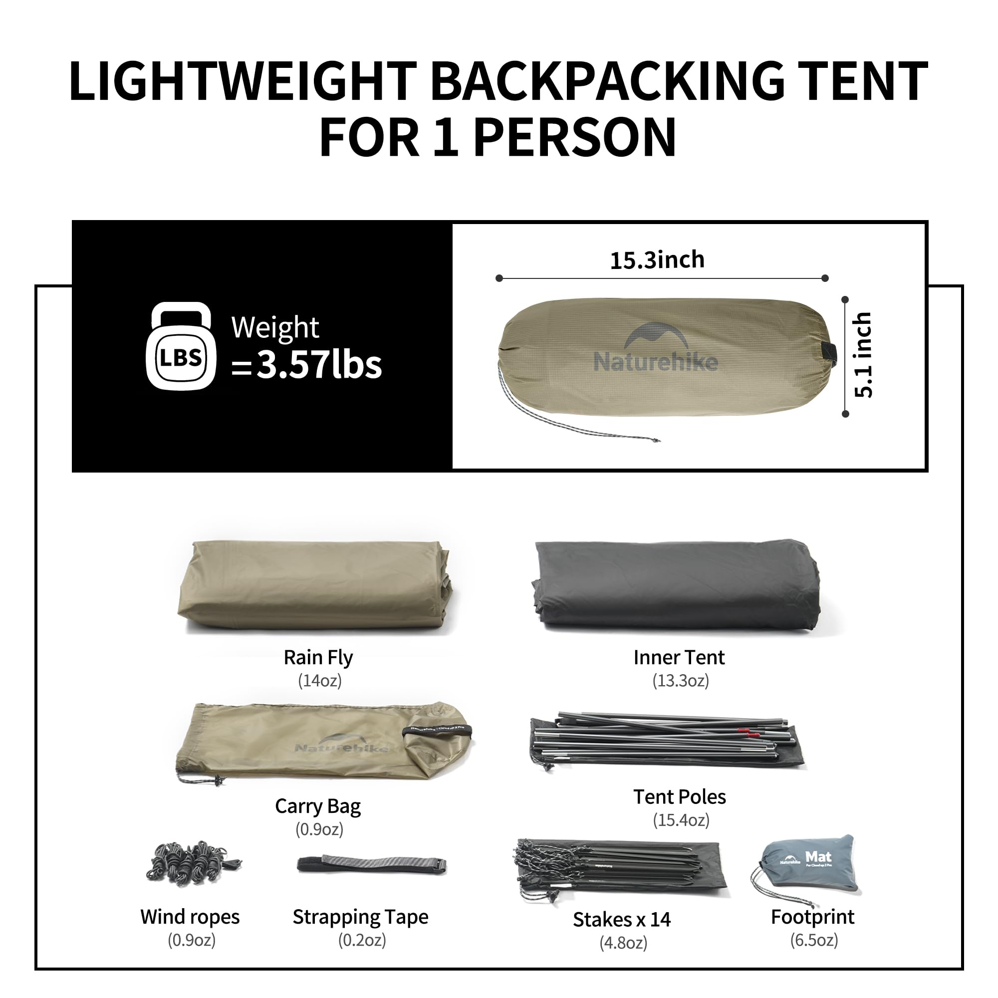 Cloud Up 1 Person Tent, Lightweight Backpacking Tents for One Man, Waterproof Ultralight One Person Tent for Camping Hiking Backpacking