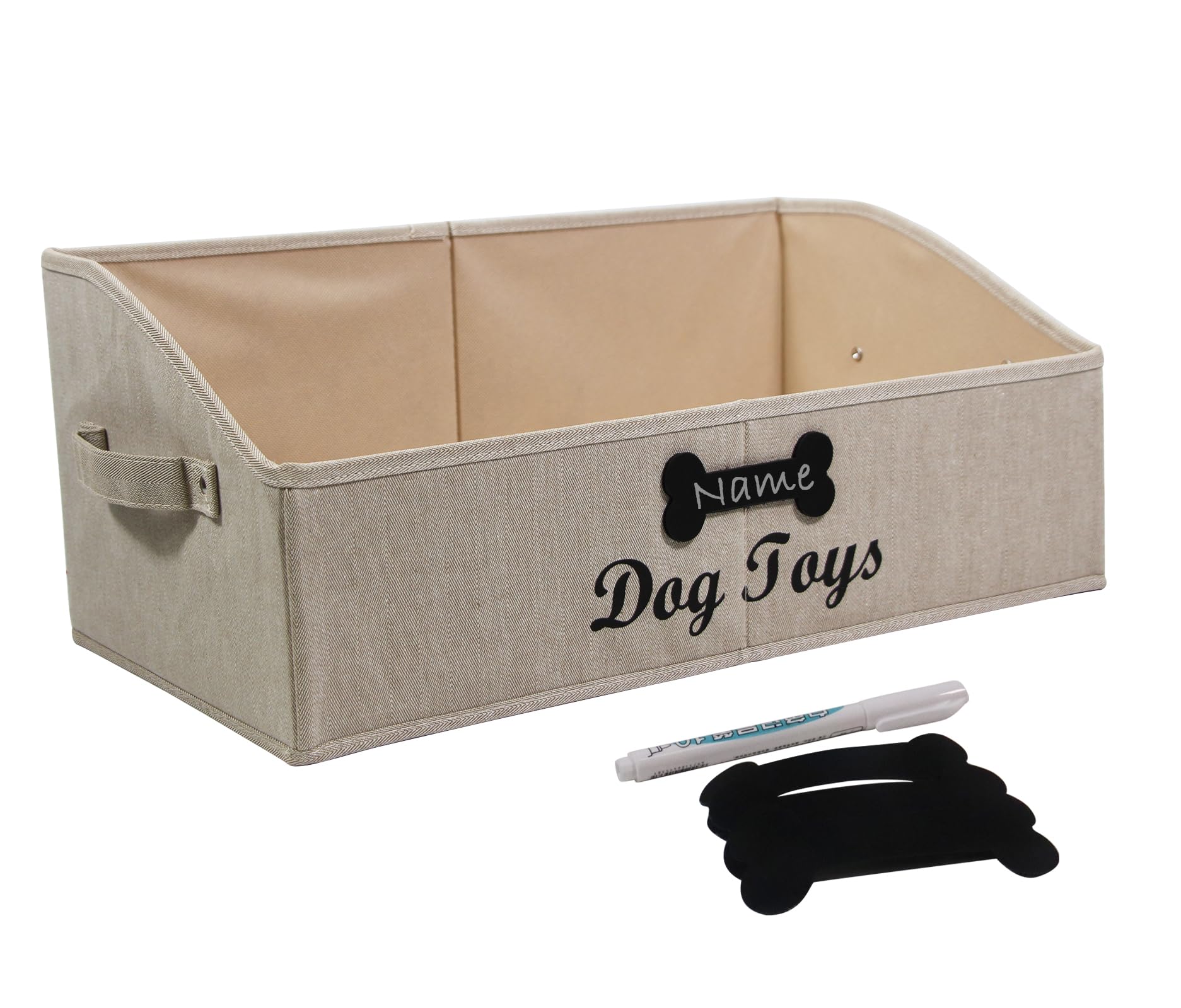 Brabtod Large Dog Toy Basket Collapsible Dogs Toy Box Fabric Trapezoid Dog Toys Bin Storage for organizing pet Toys/Blankets/leashes/Rope Toys/