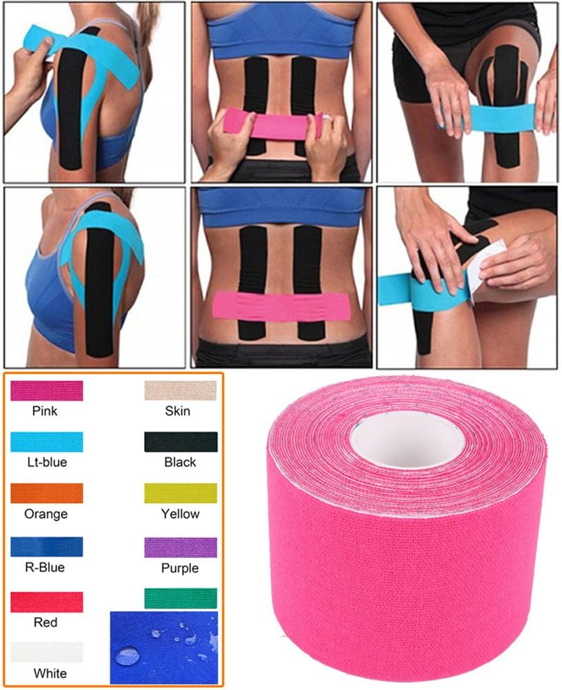 Water Resistant Kinesiology Tape, Uncut Muscle Support Adhesive Therapeutic Sports Wrap, Physio Muscle Strain Recovery Injury Support for Plantar Fasciitis Back Neck Shoulder