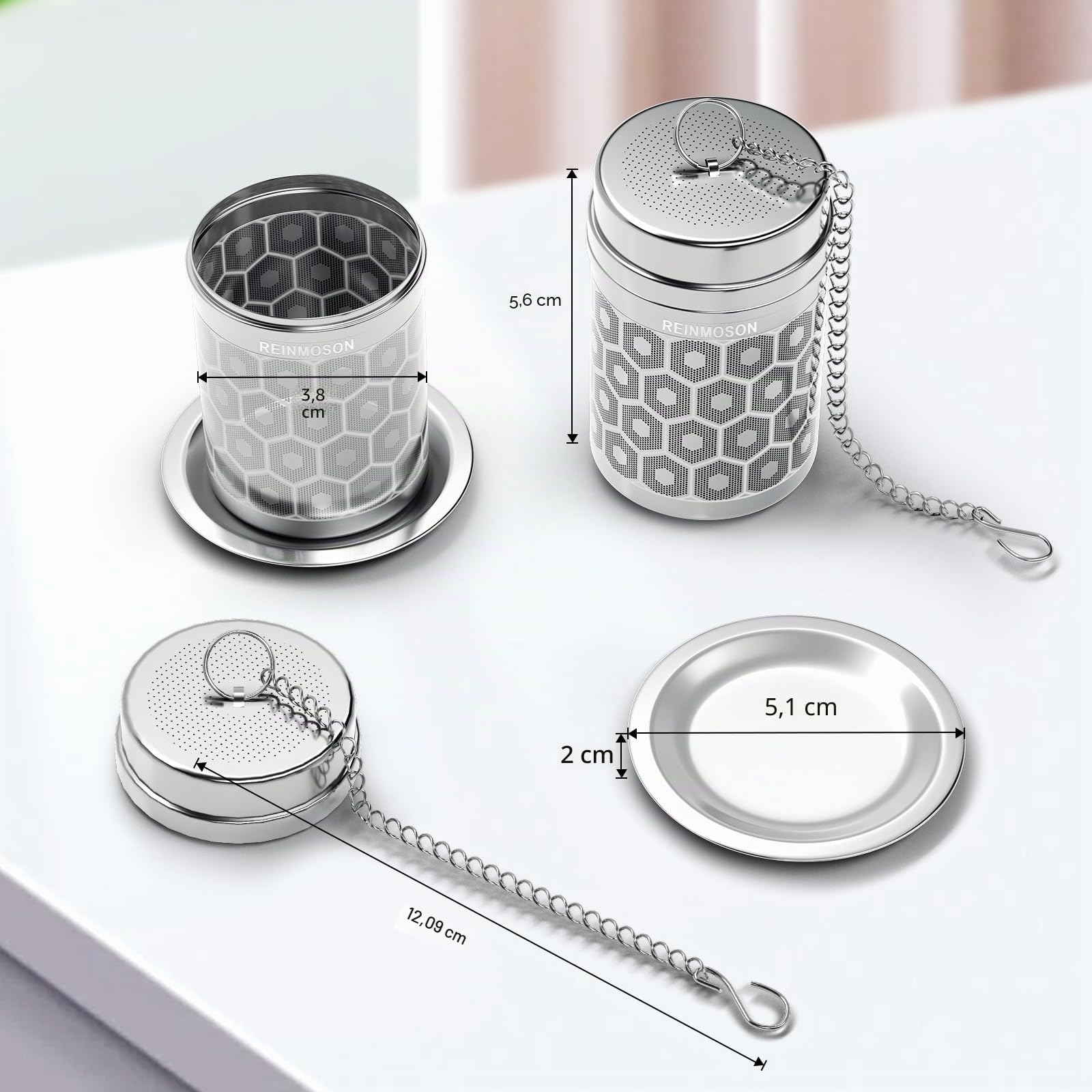 Infusor de té acero inoxidable 3,8 x 5,6 cm colador malla extrafina