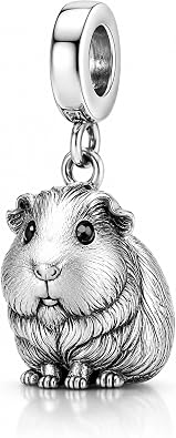 Guinea Pig Charm 925 Sterling Silver Dangle Bead, Animal Lover Gift, Compatible with Pandora Charm Bracelets & Necklaces, Cute Pet Lover Memorial Jewelry Gift for Women