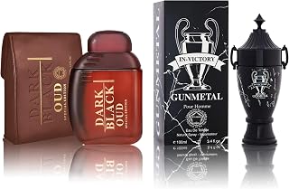 Men Cologne Set (3.4oz/100ml x 2PCS) Eau De Perfume Natural Spray Notes of Woody, Spicy, Citrus & Aromatic Long Lasting Fragrance for Daily Use (InvictGun&DarkBaOUD)