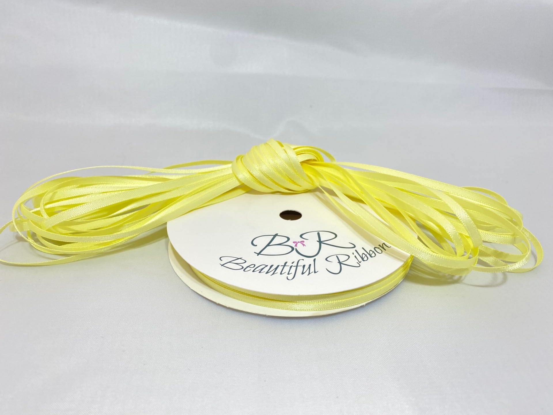 1 Bundle of 3mm x 10 metres Satin Ribbon Lemon Yellow Double Sided 3 mm 1/8"