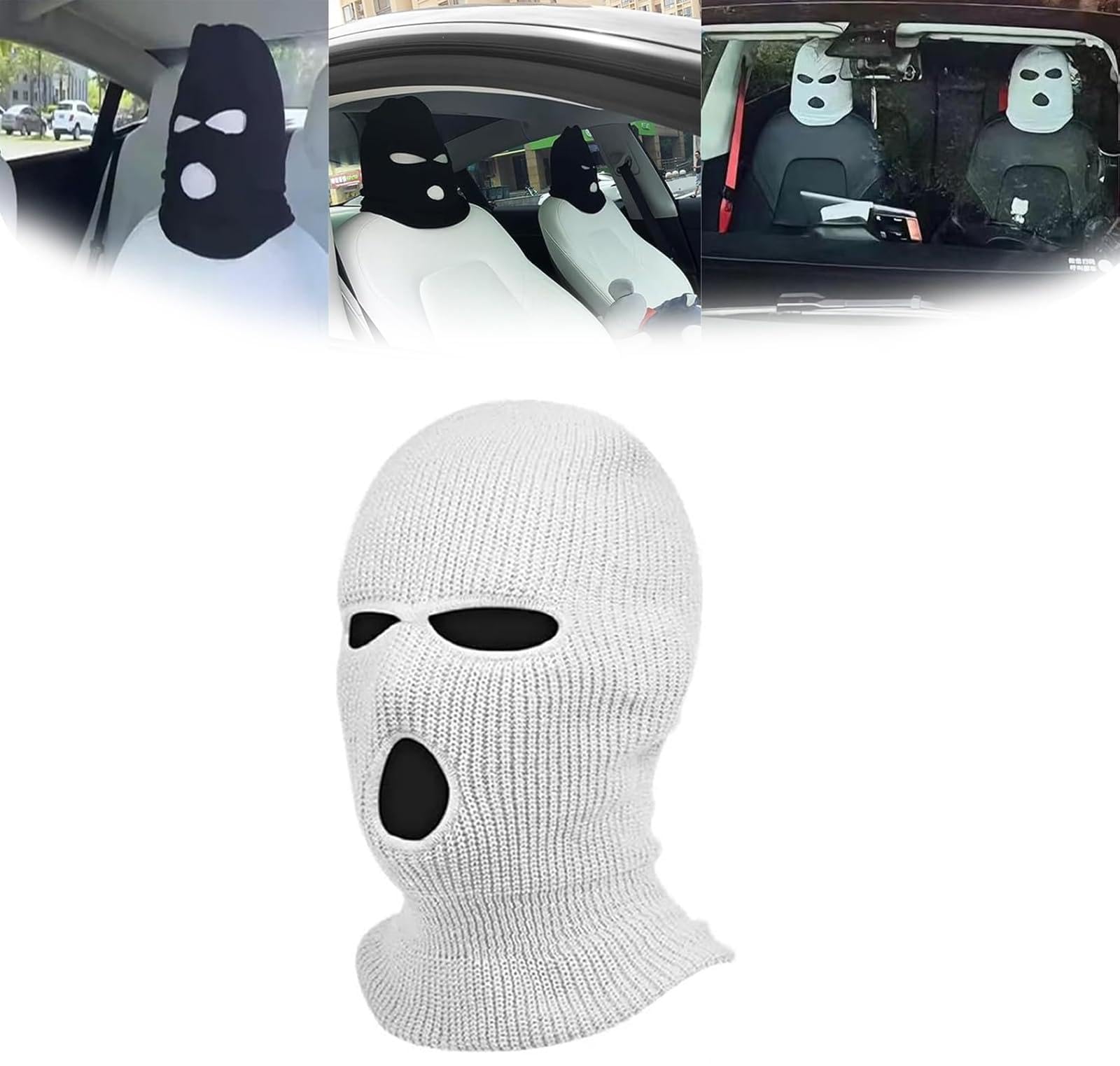JIEYAO 2 Housses Appuie-Tête Voiture Masque Facial Amusant – Protection Siège Auto Fun Et Mignon, Universel Blanc