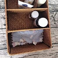 Vista 6 de Cabilock Cesta tejida a mano, algas marinas, caja de almacenamiento tejida con 3 compartimentos, organizador de escritorio para decoración