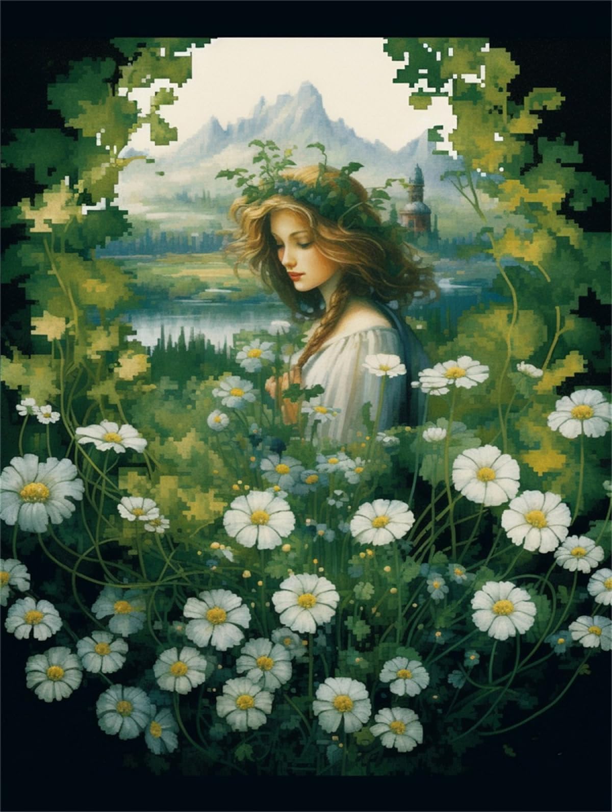 Set Da Ricamo Fai-Da-Te Per Adulti Donna Classica Kit Da Ricamo Con Perline Paesaggio Kit Timbrato Punto Croce Kit Ricamo Punto Croce 40x50cm