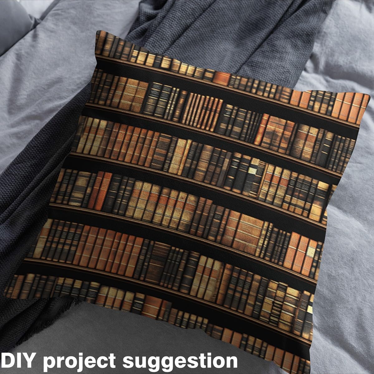 Feelyou Books Upholstery Fabric,Bookshelf Printed Fabric by The Yard,Ocean of Knowledge Decorative Fabric for Upholstery and Home DIY Projects, Vintage Bookshelf Outdoor Fabric, 3 Yards, Brown