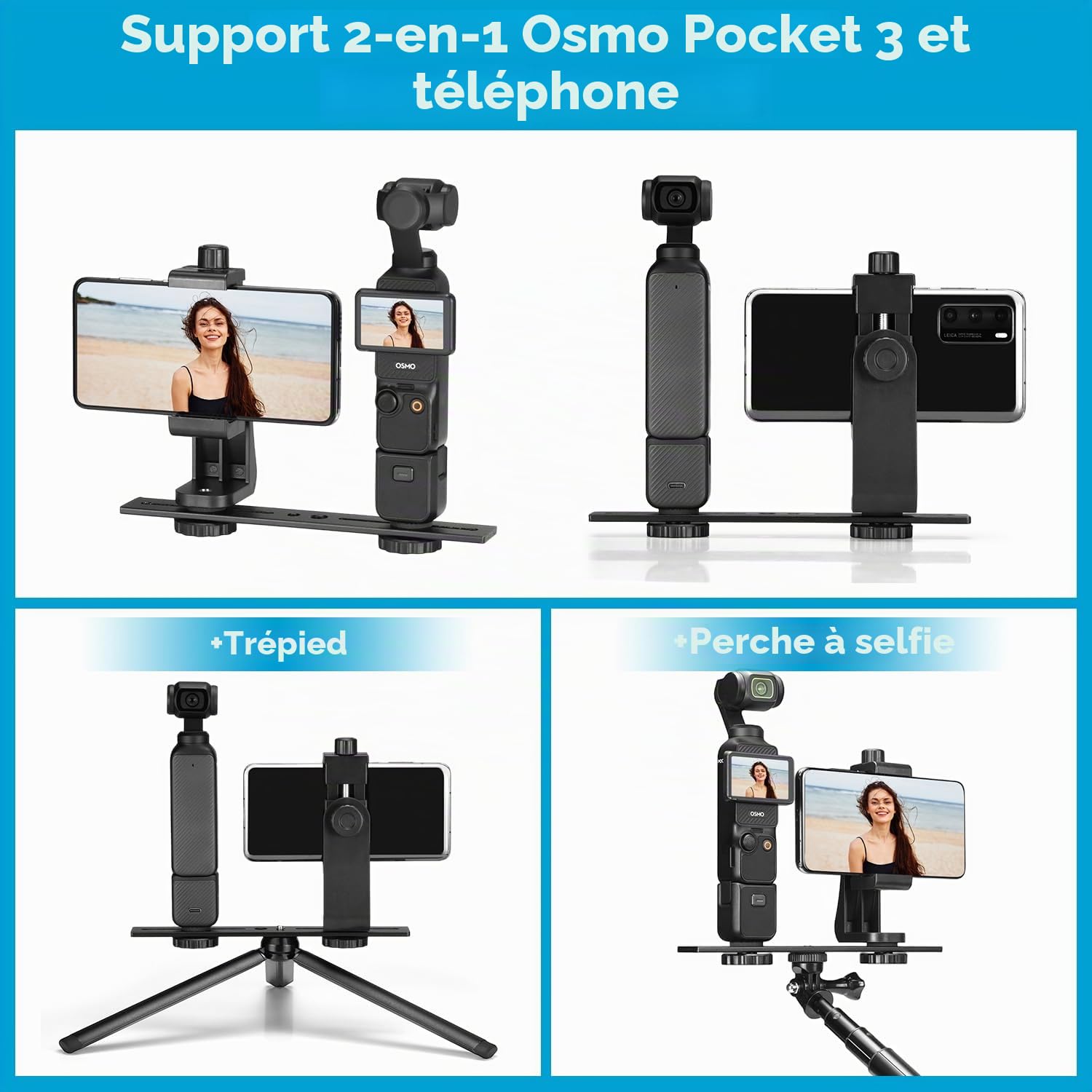 Kit d'accessoires pour DJI OSMO Pocket 3, Support oGoDeal, étui Rigide, Perche à Selfie, trépied, Support magnétique, Support pour téléphone Portable, Accessoires pour OSMO Pocket 3