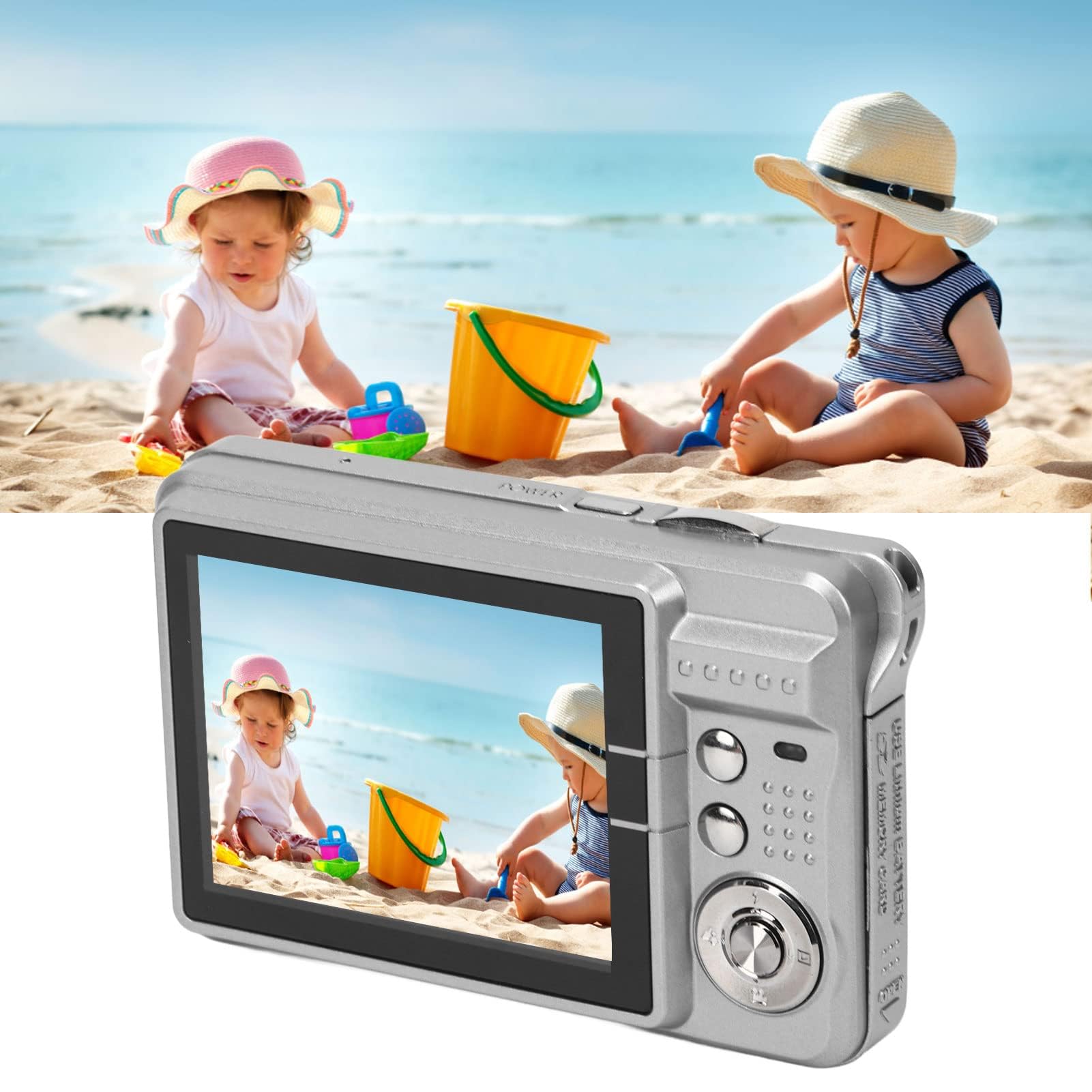 Appareil Photo Numérique 4K pour la Photographie, Appareil Photo de Poche Compact 48MP avec écran LCD 2,7 Pouces, Appareil Photo Vlogging 8X Anti-secousses pour Adultes Seniors (Argent)