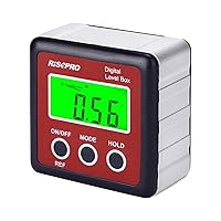 Vista 1 de Caja de Nivel Digital Medidor de Ángulo Transportador Inclinómetro Caja Biselada con Base Magnética y Retroiluminación LCD Grande, Calculando