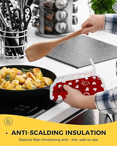 Miniatura 4 de 2 Packs Red Valentine's Love Pot Holders Sets for Kitchen,Oven Pan Plate Bowl Pads Heat Proof Mat with Hanging Loop,Terry Cloth Potholders Soft Grip