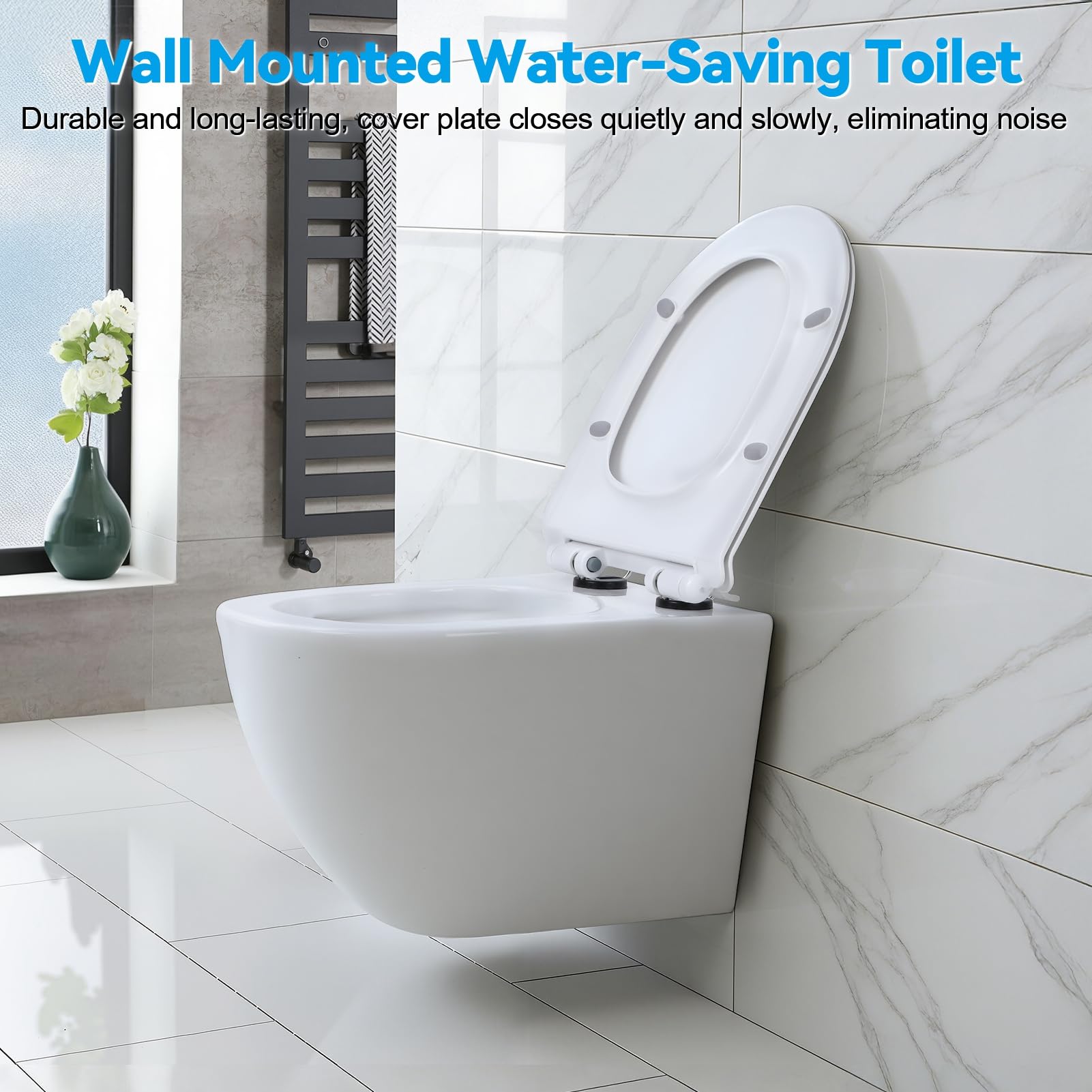 Cuvette WC Suspendu Courte (49cm) avec Fonction Bidet, Toilette Suspendu Blancs en Céramique, Cuvette Toilette avec Abattant WC avecs Frein de Chutes Déclipsable & Revêtement Nanos Effet L