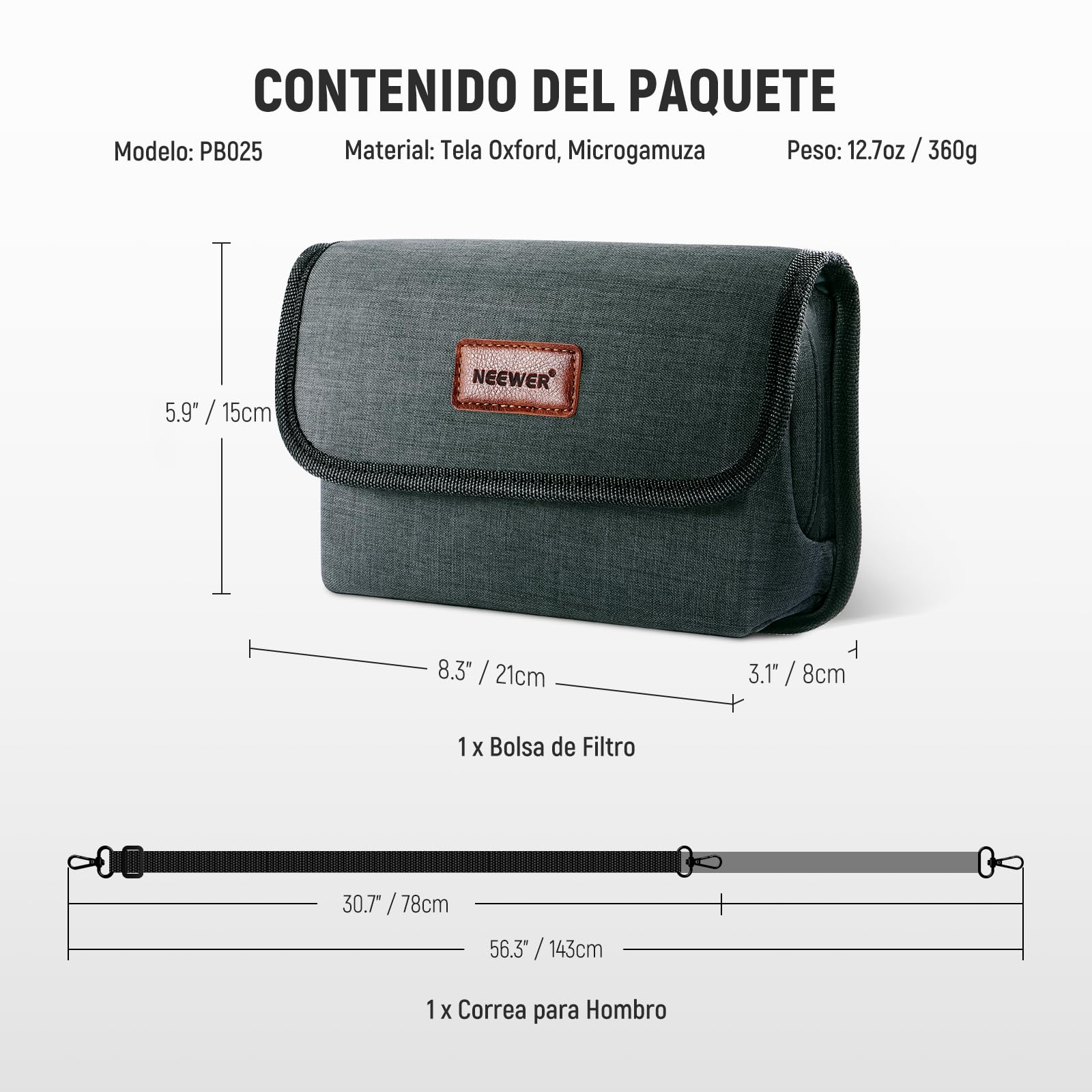 NEEWER Estuche para Filtros Lente Cámara con Carcasa Dura Resistente al Agua, 6 Bolsillos Suaves, Correa de Hombro, Bolsa para Filtros de Fotografía para Filtros Cuadrados 4''x 4'', 4''x 5.65'',PB025